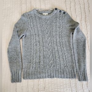 Studio Works Women's Wool Blend Knit Sweater with Button Detail Blue-Grey, S